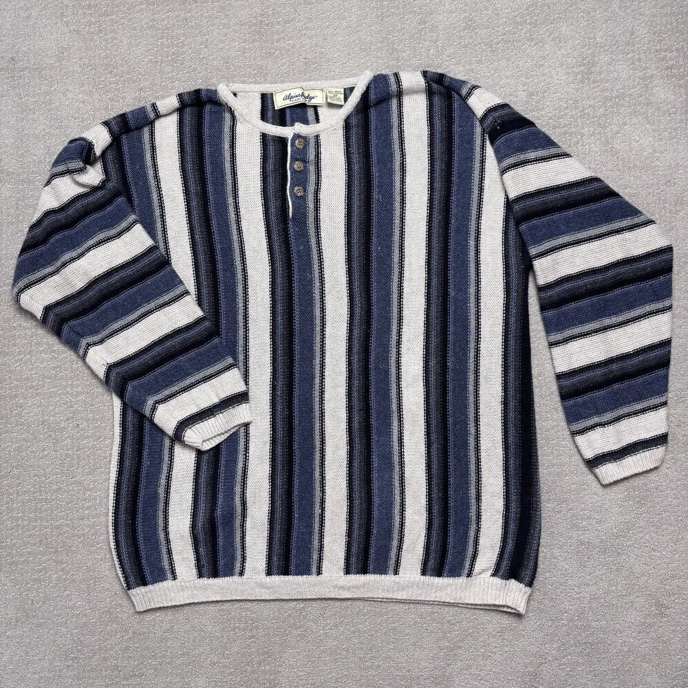 VTG 90s Alpine Ridge Men's 3X Henley Sweater Knit Grandpa Indie Sleaze Coastal